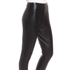 Leith Women/'s High Waist Faux Leather Black Leggings NDR1